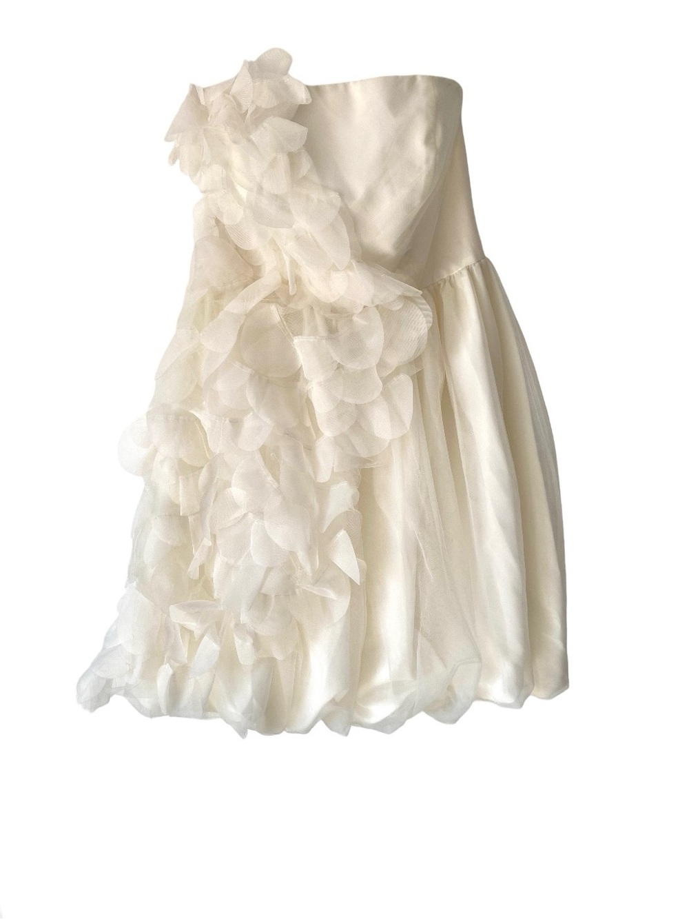 White By Vera Wang Strapless Cream Tulle Mesh Petal Dress size 8 Formal Party